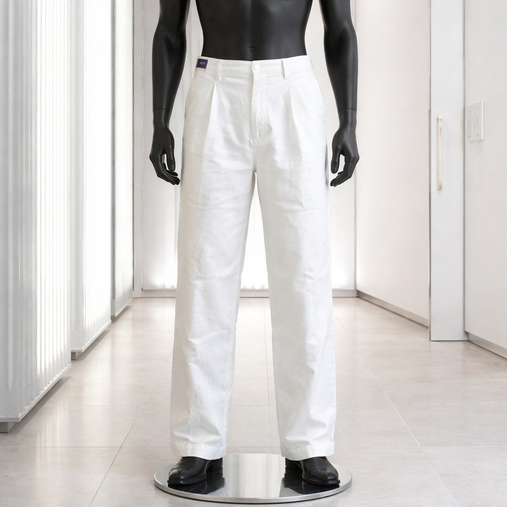 Empra Mens 44x34 White 100% Linen Pants Straight Leg Cuffed LN-701 NWT